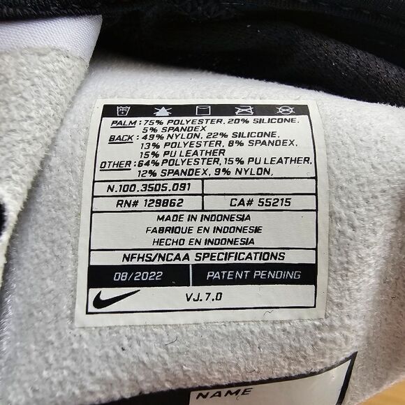 Nike Vapor Jet Football Gloves Size S Black White Receiver Texturized Rubber New - Picture 4 of 15